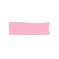 Realistic strip of light pink adhesive tape isolated on white background