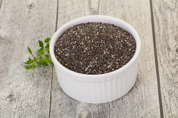 Dietary Chia seeds in the bowl