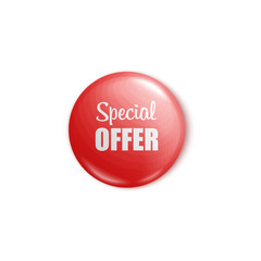 Red round button pin for special offer sale promotion