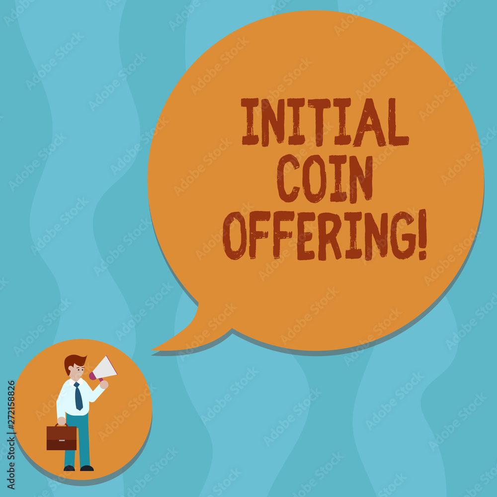 Poster conceptual hand writing showing initial coin offering. business photo showcasing is a type of crowd 