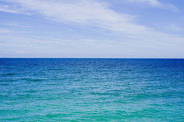 Fototapeta premium Horizontal line between blue ocean and cyan sky in Phan Thiet, Vietnam