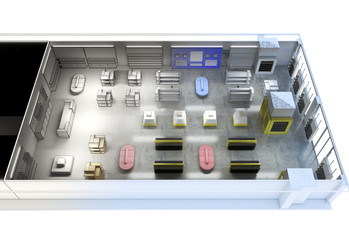 interior, exhibition hall, 3D illustration