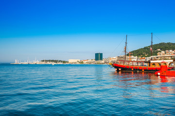 Obraz premium Harbor of Split, Croatia, largest city of the region of Dalmatia and popular touristic destination