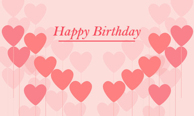 Obraz na płótnie Canvas Happy birthday balloon heart shape sweet card greeting. design vector illustration