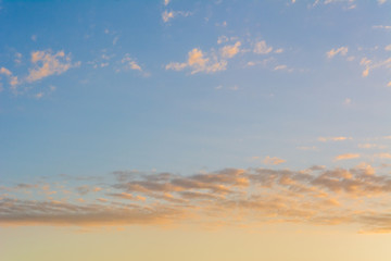 Pastel color evening sky and amazing clouds.