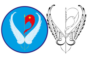 Banner with wings.