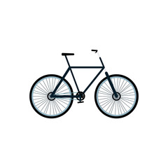 Isolated bike icon, flat cartoon bicycle with frame and wheels