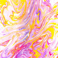 Color watercolor stains and waves on paper. Colored background for design, posters, presentations and other artwork. Marble and splash texture.