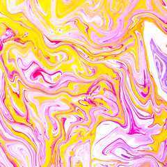 Color watercolor stains and waves on paper. Colored background for design, posters, presentations and other artwork. Marble and splash texture.