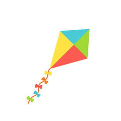 Kite baby toy. Vector. Kids toy icon isolated on white background in flat design. Colorful cartoon illustration.