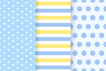 Baby boy pattern seamless. Baby shower backgrounds. Vector. Set blue pastel patterns for invitation, invite templates, cards, birth party, scrapbook in flat design. Cute illustration.