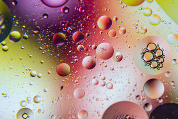 A beautiful water and oil art with acrylic paint colors in macro life size.