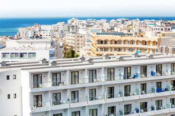 Hotel building in resort town at the sea
