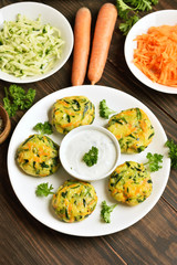 Vegetable cutlet from carrot, zucchini, potato
