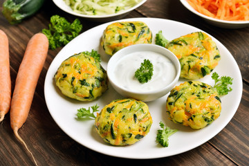 Vegetable cutlet from carrot, zucchini, potato