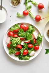 Radish salad with lettuce leaves
