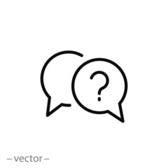 question icon, mark faq, line symbol on white background - editable stroke vector illustration eps10