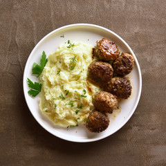 Mashed potatoes with minced meat cutlets