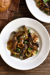 Fried beef liver with onion