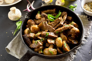 Beef stroganoff with mushrooms