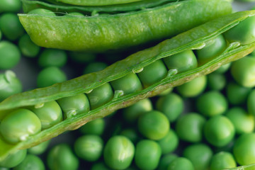 fresh green peas in a pod