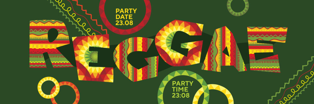 Reggae music concept horizontal panoramic poster