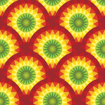 Sunshine seamless pattern in reggae music colors