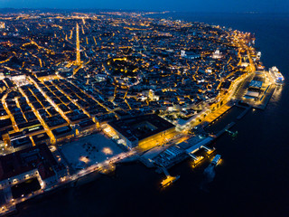 Night aerial view of downtown of Lisbon