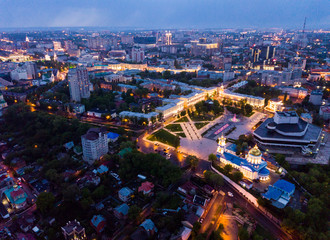 Naklejka premium Night aerial view of Voronezh