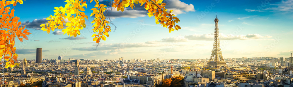 Wall mural eiffel tour and paris cityscape