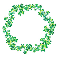 watercolor flower of clover flowers and leaves