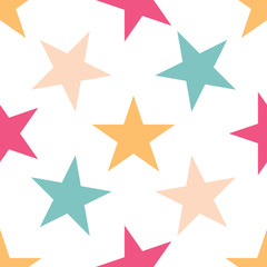 Seamless pattern with stars on white background. Vector illustration.