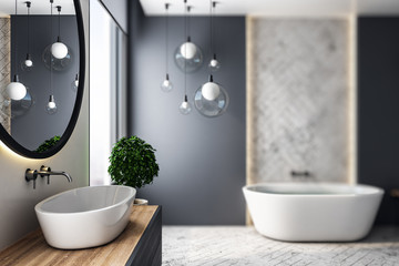Luxury grey bathroom interior