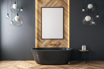 Modern bathroom with poster