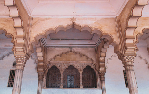 Historic Agra Fort built by Mughal Emperor Akbar in Agra, India