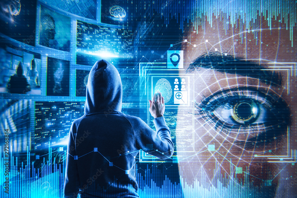 Poster Hacking and futuristic concept