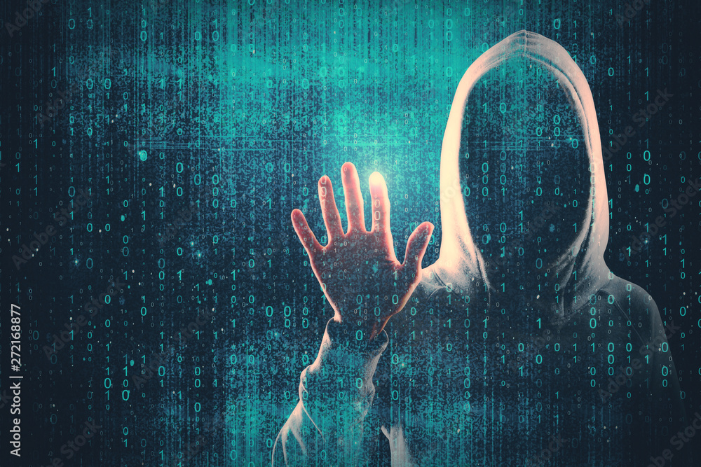 Poster hacking and theft concept