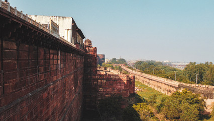 Historic Agra Fort built by Mughal Emperor Akbar in Agra, India