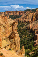 Bryce Canyon view with colorful rocks, skies and distance