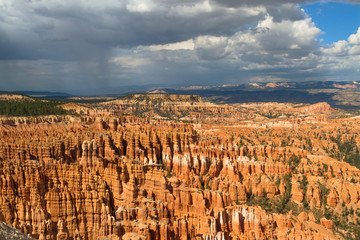 Bryce Canyon view with colorful rocks, skies and distance