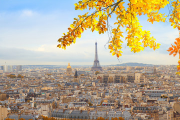 skyline of Paris with eiffel tower