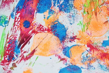 Orange blue red paint watercolor abstract background