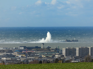vue aérienne tempête boulogne sur mer