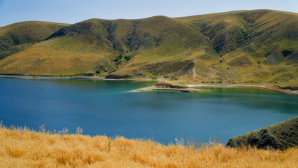 Fototapeta premium Hirfanli Dam Lake Surroundings and Agricultural Areas