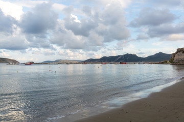 Ancient picturesque town Methoni on Peloponnese, Greece with old fort and historical castle, tourist destination