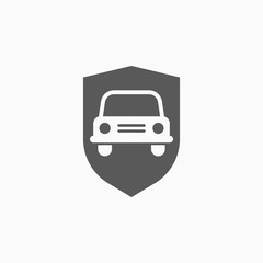 shield and car icon, insurance car vector