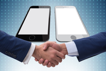 Concept of communication with businessmen handshaking