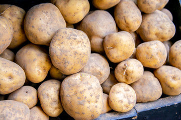 Potatoes at the market display
