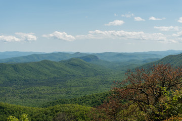 Fototapeta premium Beautiful Blue Ridge Parkway vista in springtime, North Carolina