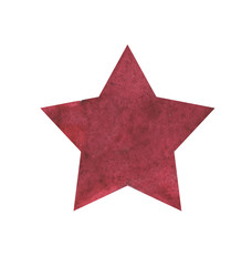 Watercolor five-pointed communist red star. Element on a white background.